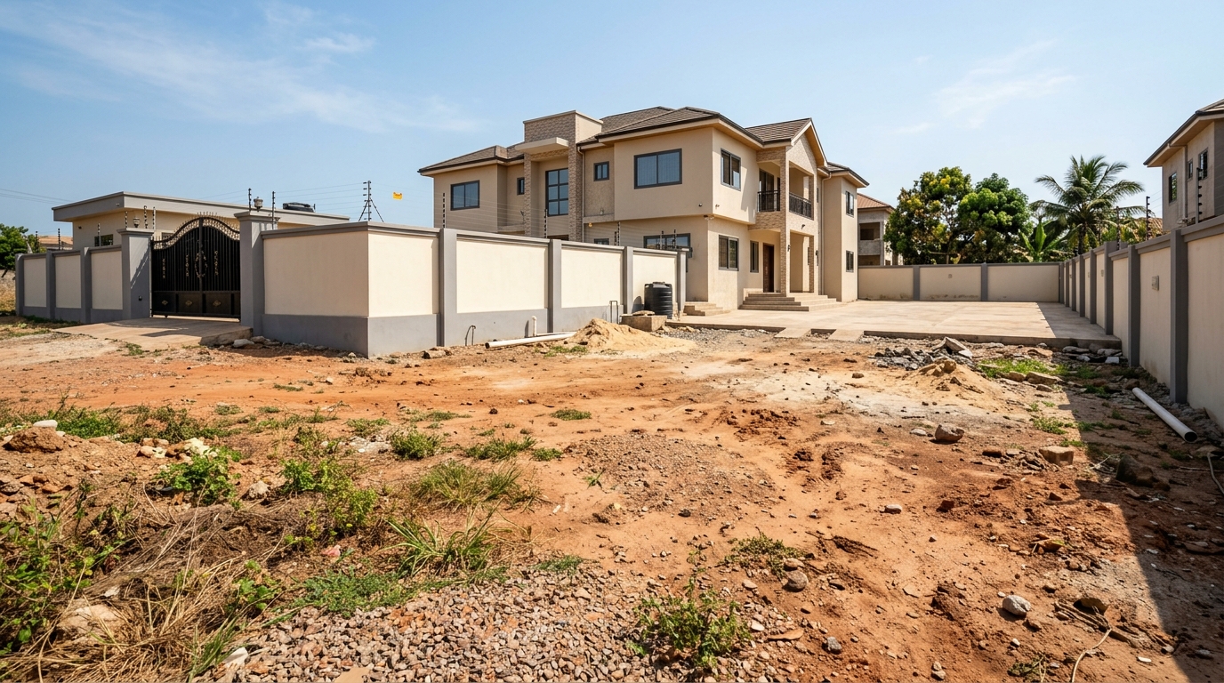 Bare compound in Accra before landscaping